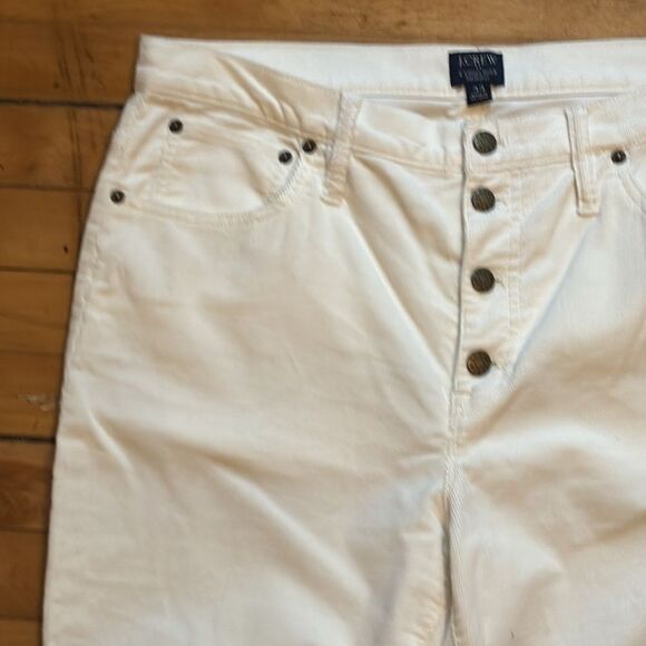 J Crew Women’s White Button Down Corduroy Straight leg pants size 33 - Picture 3 of 6